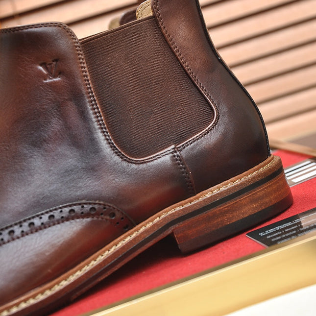 LV CHELSEA ANKLE BOOT IN CHOCOLATE BROWN CALFSKIN