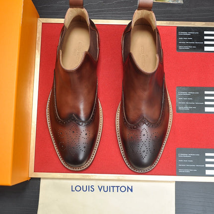 LV CHELSEA ANKLE BOOT IN CHOCOLATE BROWN CALFSKIN