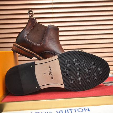 LV CHELSEA ANKLE BOOT IN CHOCOLATE BROWN CALFSKIN