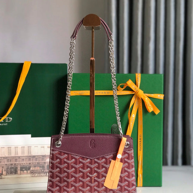 ROUETTE STRUCTURÉ MINI BAG 21 IN WINE RED GOYARDINE CANVAS AND CALFSKIN