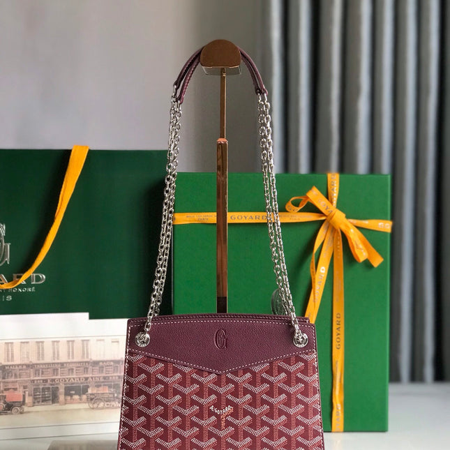 ROUETTE STRUCTURÉ MINI BAG 21 IN WINE RED GOYARDINE CANVAS AND CALFSKIN