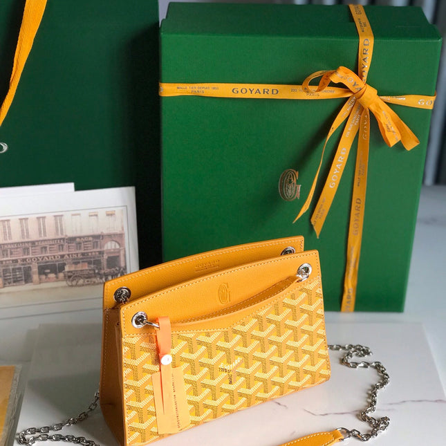 ROUETTE STRUCTURÉ MINI BAG 21 IN YELLOW GOYARDINE CANVAS AND CALFSKIN