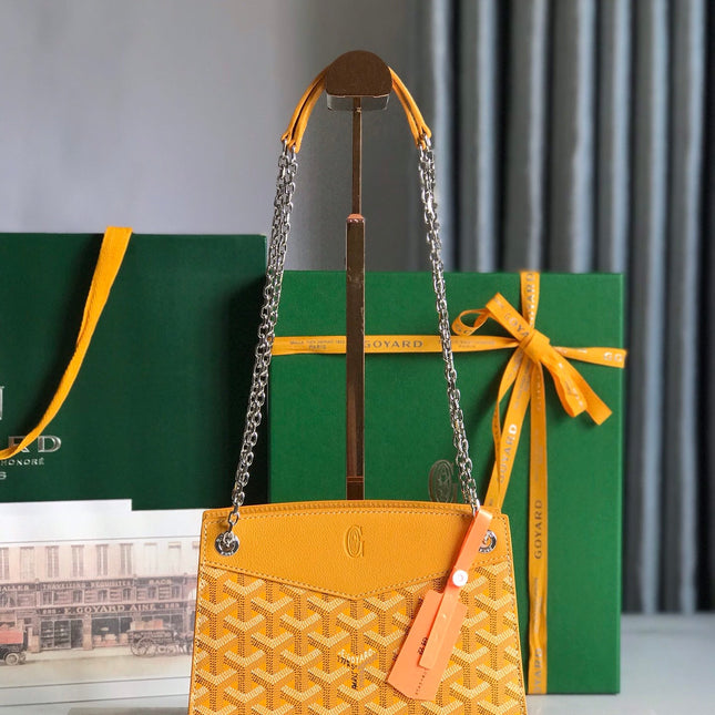 ROUETTE STRUCTURÉ MINI BAG 21 IN YELLOW GOYARDINE CANVAS AND CALFSKIN