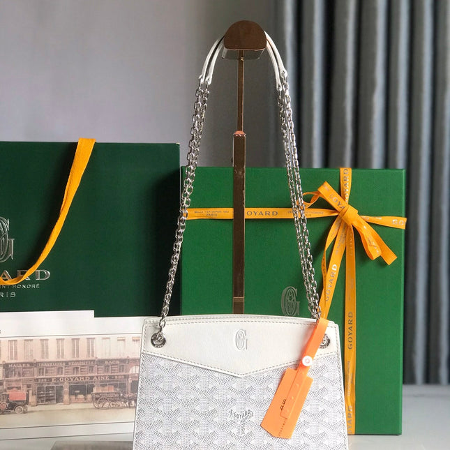 ROUETTE STRUCTURÉ MINI BAG 21 IN WHITE GOYARDINE CANVAS AND CALFSKIN