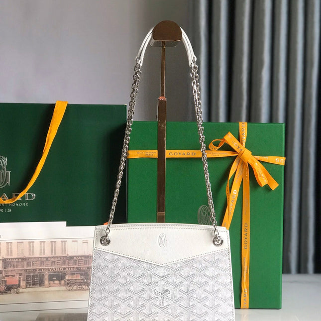 ROUETTE STRUCTURÉ MINI BAG 21 IN WHITE GOYARDINE CANVAS AND CALFSKIN