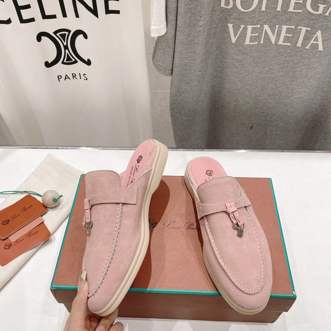LP CHARMS WALK BABOUCHE LOAFERS PASTEL PINK SUEDE