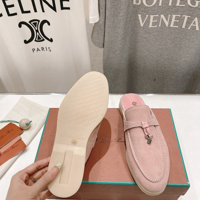 LP CHARMS WALK BABOUCHE LOAFERS PASTEL PINK SUEDE