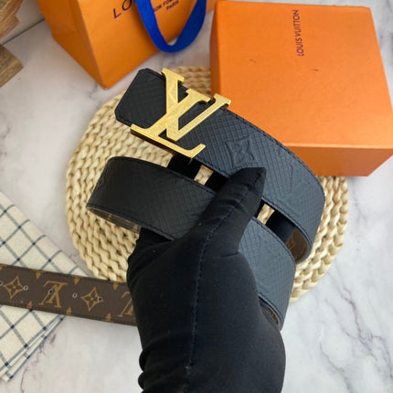 BELT 38MM REVERSIBLE IN BLACK BROWN MULTICOLOR MONOGRAM CALFSKIN WITH GOLD BUCKLE