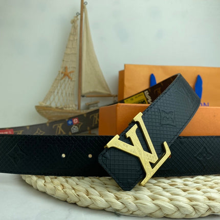 BELT 38MM REVERSIBLE IN BLACK BROWN MULTICOLOR MONOGRAM CALFSKIN WITH GOLD BUCKLE