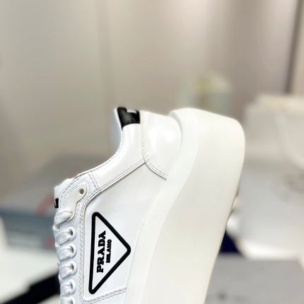PRA DOWNTOWN THICK-SOLE SNEAKERS WHITE CALFSKIN