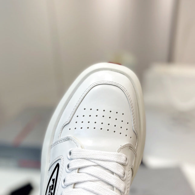 PRA DOWNTOWN THICK-SOLE SNEAKERS WHITE CALFSKIN