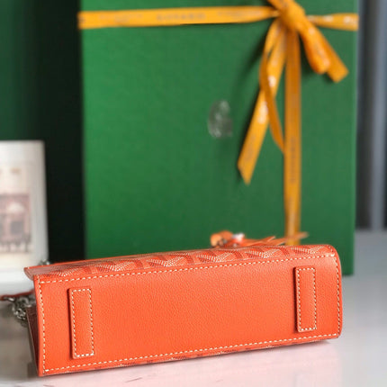 ROUETTE STRUCTURÉ MINI BAG 21 IN ORANGE GOYARDINE CANVAS AND CALFSKIN