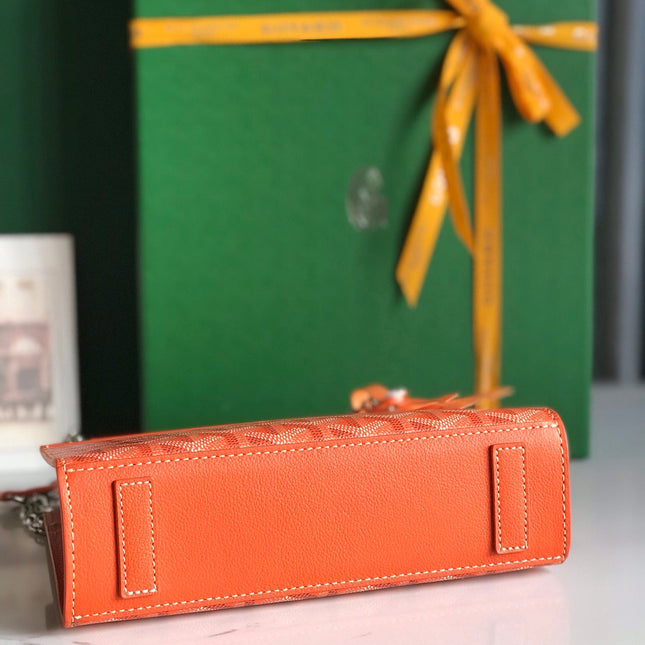 ROUETTE STRUCTURÉ MINI BAG 21 IN ORANGE GOYARDINE CANVAS AND CALFSKIN