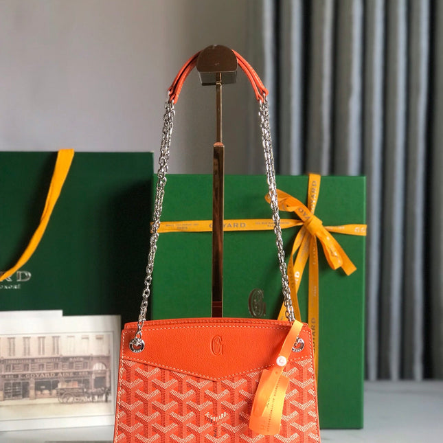 ROUETTE STRUCTURÉ MINI BAG 21 IN ORANGE GOYARDINE CANVAS AND CALFSKIN