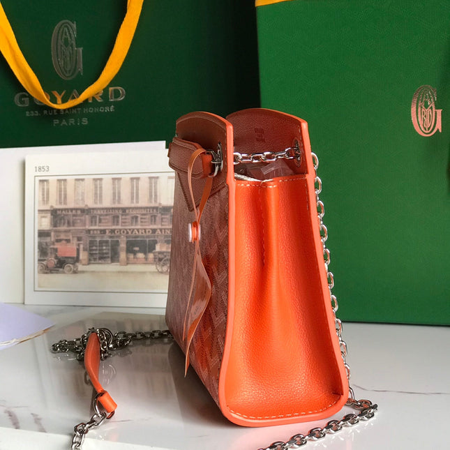 ROUETTE STRUCTURÉ MINI BAG 21 IN ORANGE GOYARDINE CANVAS AND CALFSKIN