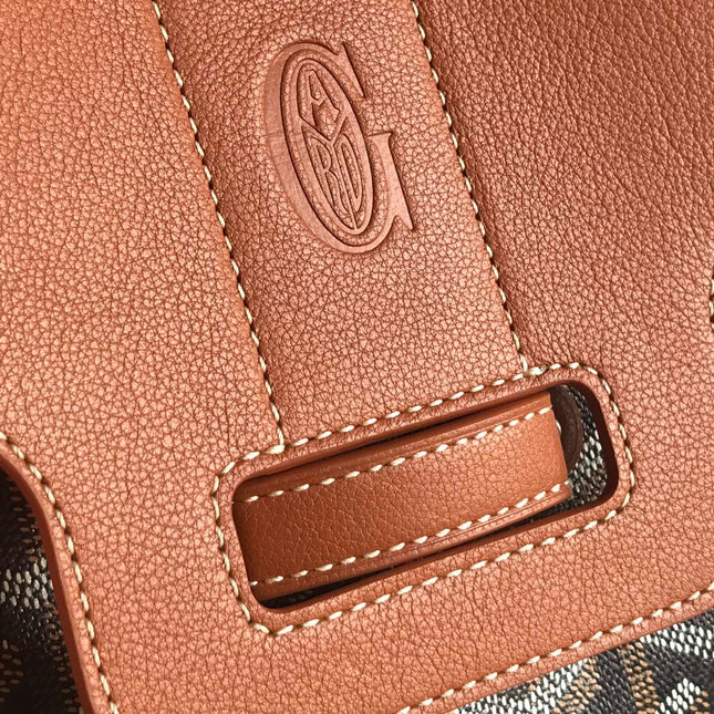 SAIGON SOUPLE BAG 34 IN BROWN GOYARDINE CANVAS AND CALFSKIN