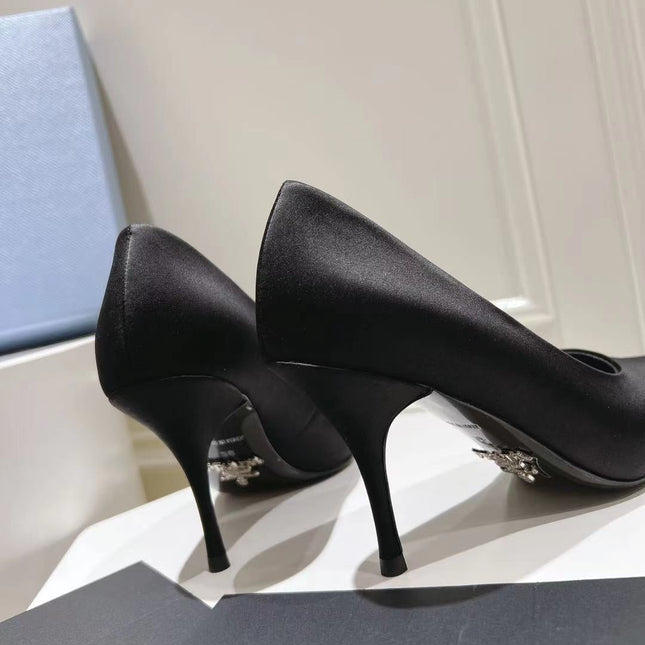 PRA BASIC HIGH-HEELED BLACK SATIN