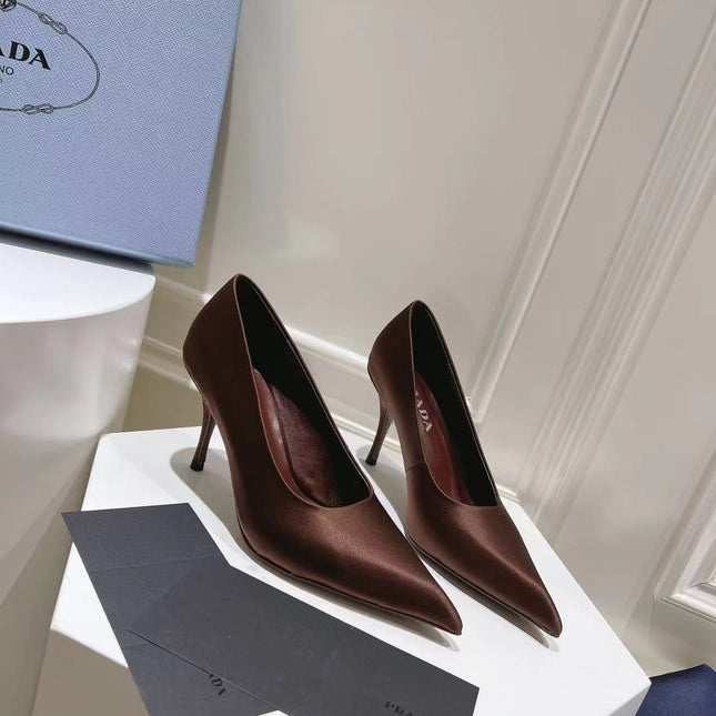 PRA BASIC HIGH-HEELED CHOCOLATE SATIN
