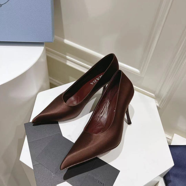 PRA BASIC HIGH-HEELED CHOCOLATE SATIN
