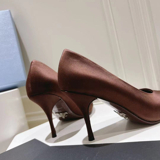 PRA BASIC HIGH-HEELED CHOCOLATE SATIN