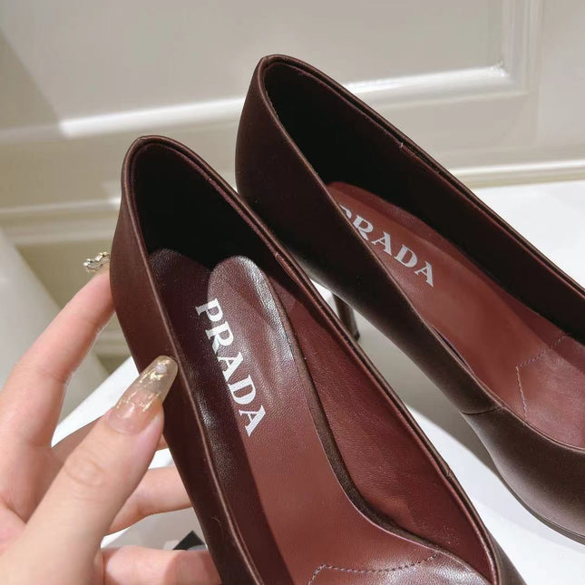PRA BASIC HIGH-HEELED CHOCOLATE SATIN