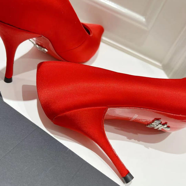 PRA BASIC HIGH-HEELED CRIMSON SATIN