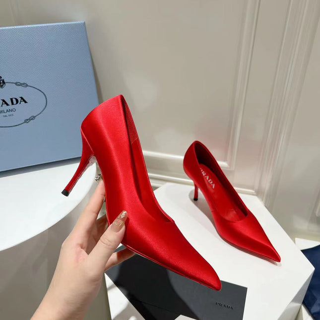PRA BASIC HIGH-HEELED CRIMSON SATIN