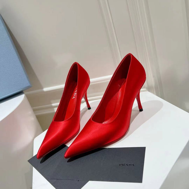 PRA BASIC HIGH-HEELED CRIMSON SATIN