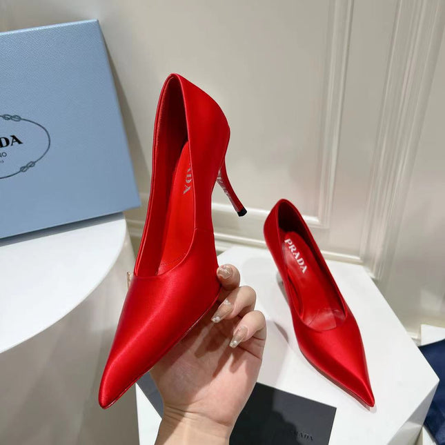 PRA BASIC HIGH-HEELED CRIMSON SATIN