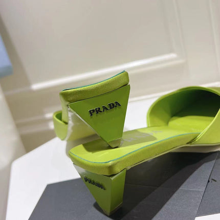 PRA SQUARE TOE MULES PEAR SATIN