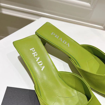 PRA SQUARE TOE MULES PEAR SATIN