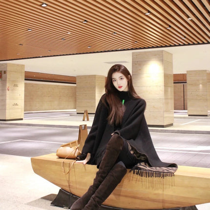 FF 170 CM SCARF IN CAMEL BROWN MIX BLACK CASHMERE AND WOOL