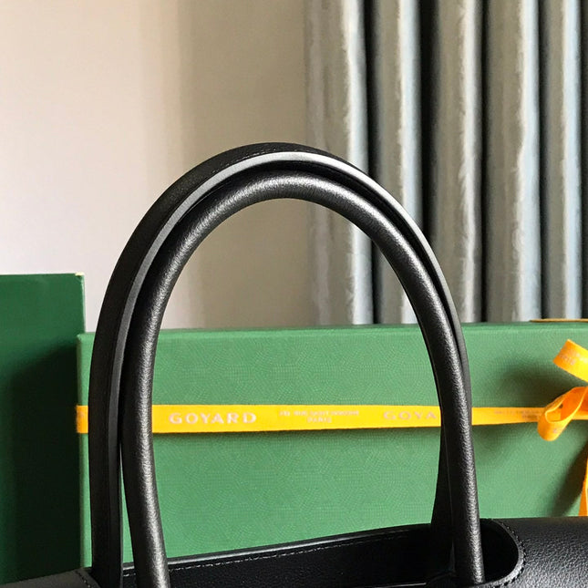 SAIGON SOUPLE BAG 34 IN BLACK GOYARDINE CANVAS AND CALFSKIN