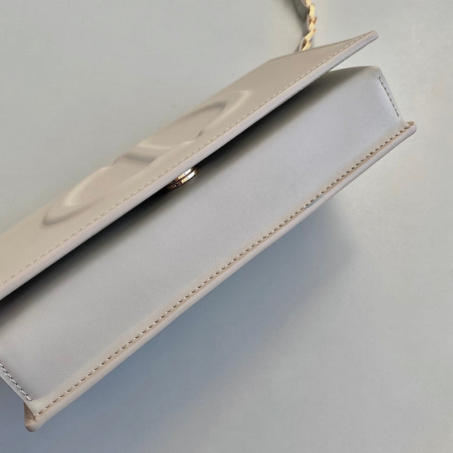 SIGNATURE CHAIN BAG 21 IN BEIGE CALFSKIN