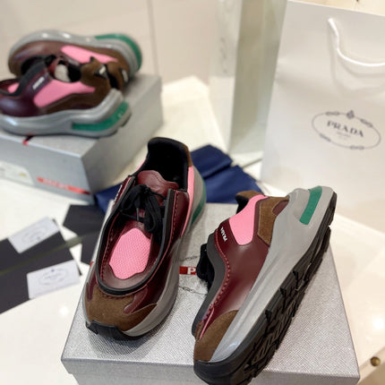 PRA SYSTEME BRUSHED SNEAKERS WINE AND PINK CALFSKIN