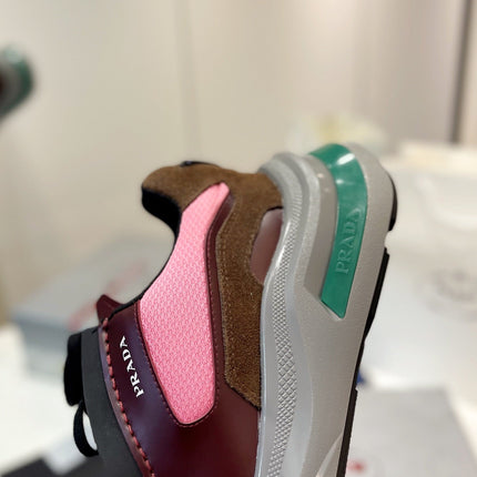 PRA SYSTEME BRUSHED SNEAKERS WINE AND PINK CALFSKIN