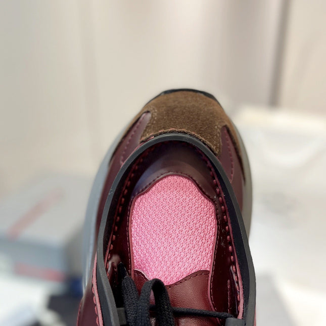 PRA SYSTEME BRUSHED SNEAKERS WINE AND PINK CALFSKIN