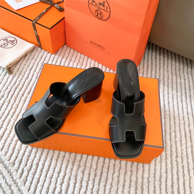 HELIA 60 SANDAL IN BLACK CALFSKIN