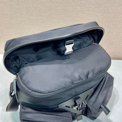 CROSSBODY BAG 29 IN BLACK RE-NYLON AND CALFSKIN TRIM