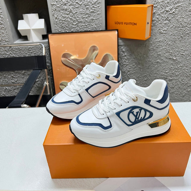 LV WOMEN SNEAKER IN WHITE MIX BLUE CALFSKIN