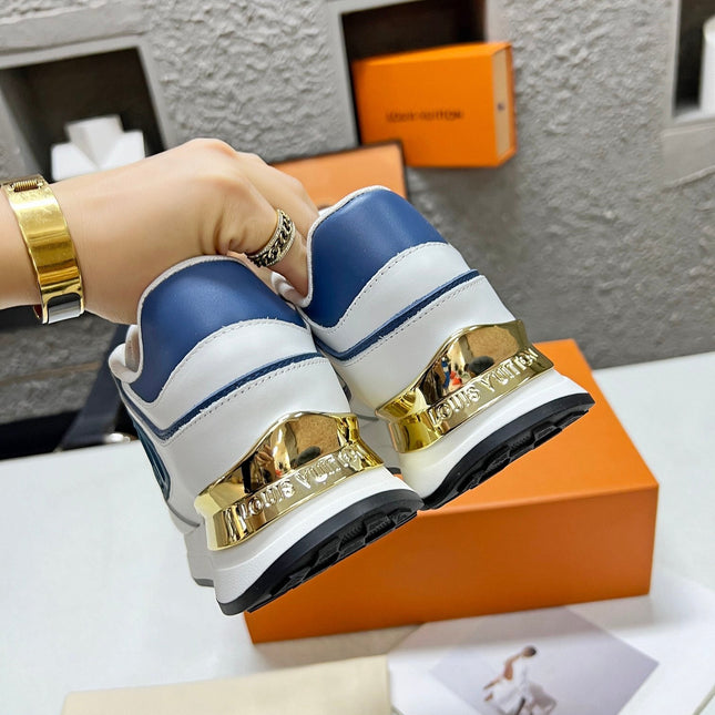 LV WOMEN SNEAKER IN WHITE MIX BLUE CALFSKIN