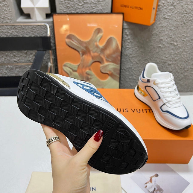 LV WOMEN SNEAKER IN WHITE MIX BLUE CALFSKIN