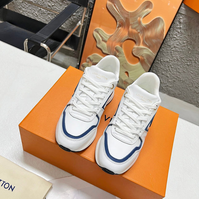 LV WOMEN SNEAKER IN WHITE MIX BLUE CALFSKIN