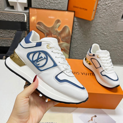 LV WOMEN SNEAKER IN WHITE MIX BLUE CALFSKIN