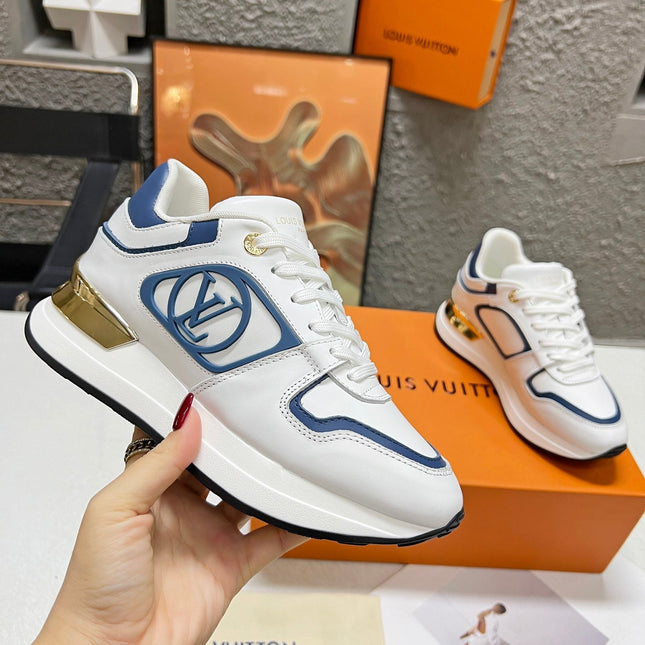 LV WOMEN SNEAKER IN WHITE MIX BLUE CALFSKIN