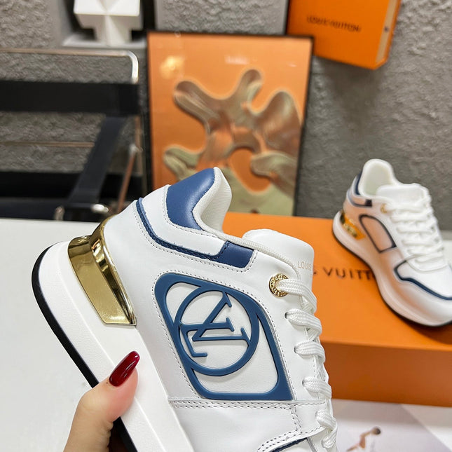 LV WOMEN SNEAKER IN WHITE MIX BLUE CALFSKIN