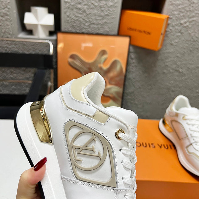 LV WOMEN SNEAKER IN WHITE MIX BEIGE CREAM CALFSKIN