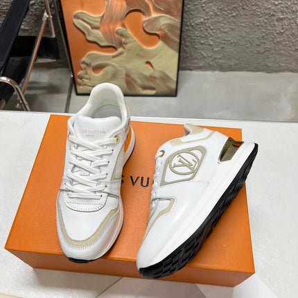 LV WOMEN SNEAKER IN WHITE MIX BEIGE CREAM CALFSKIN
