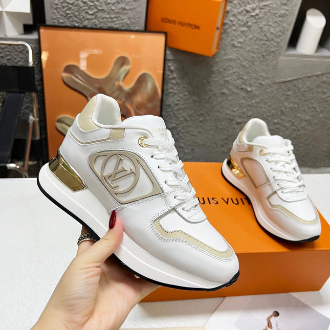 LV WOMEN SNEAKER IN WHITE MIX BEIGE CREAM CALFSKIN