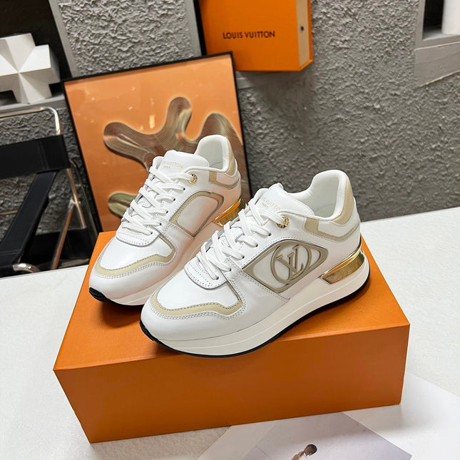 LV WOMEN SNEAKER IN WHITE MIX BEIGE CREAM CALFSKIN